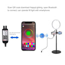 PULUZ 140cm Round Base Desktop Mount + Live Broadcast Dual Phone Bracket + 10.2 inch 26cm RGBW LED Ring Vlogging Video Light Kits with Remote Control & Cold Shoe Tripod Ball Head