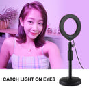 PULUZ 4.7 inch 12cm Curved Surface Ring Light + Round Base Desktop Mount USB 10 Modes 8 Colors RGBW Dimmable LED Ring Selfie Beauty Vlogging Photography Video Lights with Cold Shoe Tripod Ball Head(Black)