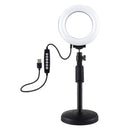 PULUZ 4.7 inch 12cm Curved Surface Ring Light + Round Base Desktop Mount USB 10 Modes 8 Colors RGBW Dimmable LED Ring Selfie Beauty Vlogging Photography Video Lights with Cold Shoe Tripod Ball Head(Black)