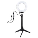 PULUZ 4.7 inch 12cm USB 10 Modes 8 Colors RGBW Dimmable LED Ring Vlogging Photography Video Lights + Desktop Tripod Mount with Cold Shoe Tripod Ball Head(Black)