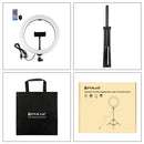 PULUZ 10.2 inch 26cm RGBW Light + 1.65m Tripod Mount Curved Surface USB RGBW Dimmable LED Ring Vlogging Video Light Live Broadcast Kits with Cold Shoe Tripod Ball Head & Phone Clamp & Remote Control(Black)