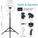PULUZ 10.2 inch 26cm RGBW Light + 1.65m Tripod Mount Curved Surface USB RGBW Dimmable LED Ring Vlogging Video Light Live Broadcast Kits with Cold Shoe Tripod Ball Head & Phone Clamp & Remote Control(Black)