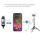 PULUZ 10.2 inch 26cm RGBW Light + 1.65m Tripod Mount Curved Surface USB RGBW Dimmable LED Ring Vlogging Video Light Live Broadcast Kits with Cold Shoe Tripod Ball Head & Phone Clamp & Remote Control(Black)