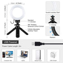 PULUZ 4.7 inch 12cm USB 3 Modes Dimmable LED Ring Vlogging Photography Video Lights + Pocket Tripod Mount Kit with Cold Shoe Tripod Ball Head(Black)