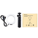 PULUZ 6.2 inch 16cm USB 3 Modes Dimmable LED Ring Vlogging Photography Video Lights + Pocket Tripod Mount Kit with Cold Shoe Tripod Ball Head(Black)
