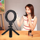 PULUZ 6.2 inch 16cm USB 3 Modes Dimmable LED Ring Vlogging Photography Video Lights + Pocket Tripod Mount Kit with Cold Shoe Tripod Ball Head(Black)