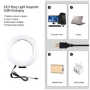 PULUZ 6.2 inch 16cm USB 3 Modes Dimmable LED Ring Vlogging Photography Video Lights + Pocket Tripod Mount Kit with Cold Shoe Tripod Ball Head(Black)