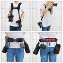 PULUZ 2 in 1 Multi-functional Bundle Waistband Strap + Double Shoulders Strap Kits with Hook for SLR / DSLR Cameras