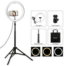 PULUZ 11.8 inch 30cm Light + 1.65m Tripod Mount Curved Surface USB 3 Modes Dimmable Dual Color Temperature LED Ring Vlogging Video Light Live Broadcast Kits with Phone Clamp(Black)