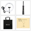 PULUZ 11.8 inch 30cm Light + 1.65m Tripod Mount Curved Surface USB 3 Modes Dimmable Dual Color Temperature LED Ring Vlogging Video Light Live Broadcast Kits with Phone Clamp(Black)