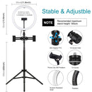 PULUZ 11.8 inch 30cm Light + 1.65m Tripod + Dual Phone Bracket Curved Surface USB 3 Modes Dimmable Dual Color Temperature LED Ring Vlogging Video Light Live Broadcast Kits with Phone Clamp(Black)