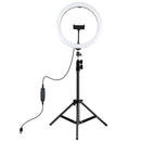 PULUZ 11.8 inch 30cm Light + 1.1m Tripod Mount Curved Surface USB 3 Modes Dimmable Dual Color Temperature LED Ring Vlogging Video Light Live Broadcast Kits with Phone Clamp(Black)