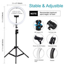 PULUZ 11.8 inch 30cm Light + 1.1m Tripod Mount Curved Surface USB 3 Modes Dimmable Dual Color Temperature LED Ring Vlogging Video Light Live Broadcast Kits with Phone Clamp(Black)