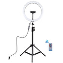 PULUZ 11.8 inch 30cm RGBW Light + 1.1m Tripod Mount Curved Surface Dimmable LED Dual Color Temperature LED Ring Selfie Vlogging Video Light Live Broadcast Kits with Cold Shoe Tripod Ball Head & Phone Clamp & Remote Control(Black)