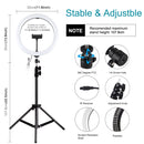 PULUZ 11.8 inch 30cm RGBW Light + 1.1m Tripod Mount Curved Surface Dimmable LED Dual Color Temperature LED Ring Selfie Vlogging Video Light Live Broadcast Kits with Cold Shoe Tripod Ball Head & Phone Clamp & Remote Control(Black)