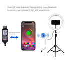 PULUZ 11.8 inch 30cm RGBW Light + 1.1m Tripod Mount Curved Surface Dimmable LED Dual Color Temperature LED Ring Selfie Vlogging Video Light Live Broadcast Kits with Cold Shoe Tripod Ball Head & Phone Clamp & Remote Control(Black)