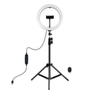 PULUZ 10.2 inch 26cm Ring Light + 1.1m Tripod Mount USB 3 Modes Dimmable Dual Color Temperature LED Curved Diffuse Light Vlogging Selfie Photography Video Lights with Phone Clamp & Selfie Remote Control(Black)