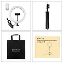 PULUZ 10.2 inch 26cm Marquee LED RGBWW Selfie Beauty Light + 1.1m Tripod Mount 168 LED Dual-color Temperature Dimmable Ring Vlogging Photography Video Lights with Cold Shoe Tripod Ball Head & Remote Control & Phone Clamp(Black)