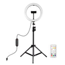 PULUZ 10.2 inch 26cm Marquee LED RGBWW Selfie Beauty Light + 1.1m Tripod Mount 168 LED Dual-color Temperature Dimmable Ring Vlogging Photography Video Lights with Cold Shoe Tripod Ball Head & Remote Control & Phone Clamp(Black)
