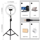 PULUZ 10.2 inch 26cm Marquee LED RGBWW Selfie Beauty Light + 1.1m Tripod Mount 168 LED Dual-color Temperature Dimmable Ring Vlogging Photography Video Lights with Cold Shoe Tripod Ball Head & Remote Control & Phone Clamp(Black)