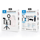PULUZ 4 in 1 Vlogging Live Broadcast Smartphone Video Rig + 4.7 inch 12cm RGBW Ring LED Selfie Light + Microphone + Pocket Tripod Mount Kits with Cold Shoe Tripod Head(Blue)