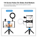 PULUZ 4 in 1 Vlogging Live Broadcast Smartphone Video Rig + 4.7 inch 12cm RGBW Ring LED Selfie Light + Microphone + Pocket Tripod Mount Kits with Cold Shoe Tripod Head(Blue)