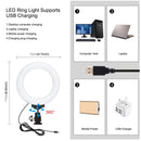 PULUZ 4 in 1 Vlogging Live Broadcast Smartphone Video Rig + 4.7 inch 12cm RGBW Ring LED Selfie Light + Microphone + Pocket Tripod Mount Kits with Cold Shoe Tripod Head(Blue)