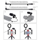PULUZ 4 in 1 Vlogging Live Broadcast Smartphone Video Rig + 4.7 inch 12cm RGBW Ring LED Selfie Light + Microphone + Pocket Tripod Mount Kits with Cold Shoe Tripod Head(Red)