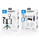 PULUZ 4 in 1 Vlogging Live Broadcast LED Selfie Fill Light Smartphone Video Rig Kits with Microphone + Tripod Mount + Cold Shoe Tripod Head for iPhone, Galaxy, Huawei, Xiaomi, HTC, LG, Google, and Other Smartphones (Blue)