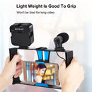 PULUZ 4 in 1 Vlogging Live Broadcast LED Selfie Fill Light Smartphone Video Rig Kits with Microphone + Tripod Mount + Cold Shoe Tripod Head for iPhone, Galaxy, Huawei, Xiaomi, HTC, LG, Google, and Other Smartphones (Blue)