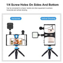 PULUZ 4 in 1 Vlogging Live Broadcast LED Selfie Fill Light Smartphone Video Rig Kits with Microphone + Tripod Mount + Cold Shoe Tripod Head for iPhone, Galaxy, Huawei, Xiaomi, HTC, LG, Google, and Other Smartphones (Blue)