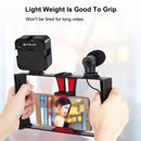PULUZ 4 in 1 Vlogging Live Broadcast LED Selfie Fill Light Smartphone Video Rig Kits with Microphone + Tripod Mount + Cold Shoe Tripod Head for iPhone, Galaxy, Huawei, Xiaomi, HTC, LG, Google, and Other Smartphones(Red)