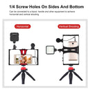 PULUZ 4 in 1 Vlogging Live Broadcast LED Selfie Fill Light Smartphone Video Rig Kits with Microphone + Tripod Mount + Cold Shoe Tripod Head for iPhone, Galaxy, Huawei, Xiaomi, HTC, LG, Google, and Other Smartphones(Red)
