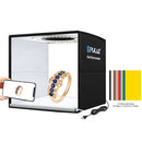 PULUZ 25cm Folding Portable High CRI Ring LED Photo Lighting Studio Tent Box + Shadowless Light Lamp Panel Pad with 12 Colors Backdrops, Size: 25cm x 25cm x 25cm(Black)