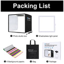 PULUZ 25cm Folding Portable High CRI Ring LED Photo Lighting Studio Tent Box + Shadowless Light Lamp Panel Pad with 12 Colors Backdrops, Size: 25cm x 25cm x 25cm(Black)