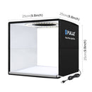 PULUZ 25cm Folding Portable High CRI Ring LED Photo Lighting Studio Tent Box + Shadowless Light Lamp Panel Pad with 12 Colors Backdrops, Size: 25cm x 25cm x 25cm(Black)