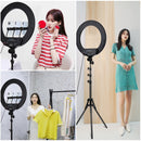 PULUZ 18 inch 46cm Ring Light + 1.8m Tripod 3 Modes Dimmable White Light LED Selfie Beauty Photography Lights Kit with Remote Control & 3 x Phone Clamps(US Plug)