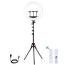PULUZ 18 inch 46cm Ring Light + 1.8m Tripod 3 Modes Dimmable White Light LED Selfie Beauty Photography Lights Kit with Remote Control & 3 x Phone Clamps(US Plug)