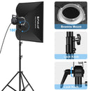 PULUZ 150W 3200K-5600K Photo Studio Strobe Flash Light Kit with Softbox Reflector & Tripod(UK Plug)