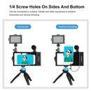 PULUZ 4 in 1 Bluetooth Handheld Vlogging Live Broadcast LED Selfie Light Smartphone Video Rig Kits with Microphone + Tripod Mount + Cold Shoe Tripod Head for iPhone, Galaxy, Huawei, Xiaomi, HTC, LG, Google, and Other Smartphones(Blue)