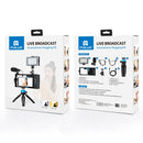 PULUZ 4 in 1 Bluetooth Handheld Vlogging Live Broadcast LED Selfie Light Smartphone Video Rig Kits with Microphone + Tripod Mount + Cold Shoe Tripod Head for iPhone, Galaxy, Huawei, Xiaomi, HTC, LG, Google, and Other Smartphones(Blue)