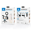 PULUZ 4 in 1 Bluetooth Handheld Vlogging Live Broadcast Smartphone Video Rig + 4.7 inch 12cm Ring LED Selfie Light Kits with Microphone + Tripod Mount + Cold Shoe Tripod Head for iPhone, Galaxy, Huawei, Xiaomi, HTC, LG, Google, and Other Smartphones(Blue)