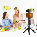 PULUZ Live Broadcast Smartphone Video Light Vlogger Kits with Microphone + LED Light + Tripod Mount + Phone Clamp Holder (Black)