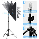 PULUZ Softbox Lighting Kit 2 PCS 50x70cm Professional Photo Studio Photography Light Equipment with 2 x E27 Socket Bulb Photography Lighting Kit(EU Plug)