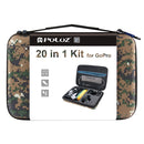 PULUZ 20 in 1 Accessories Combo Kit with Camouflage EVA Case (Chest Strap + Head Strap + Suction Cup Mount + 3-Way Pivot Arm + J-Hook Buckles + Extendable Monopod + Tripod Adapter + Bobber Hand Grip + ... /3 /2 /1, DJI Osmo Action and Other Action Cameras