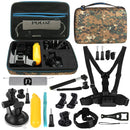 PULUZ 20 in 1 Accessories Combo Kit with Camouflage EVA Case (Chest Strap + Head Strap + Suction Cup Mount + 3-Way Pivot Arm + J-Hook Buckles + Extendable Monopod + Tripod Adapter + Bobber Hand Grip + ... /3 /2 /1, DJI Osmo Action and Other Action Cameras