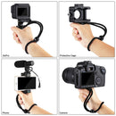 PULUZ Folding Plastic Tripod + Vlogging Live Broadcast Handheld Grip ABS Mount with Cold Shoe & Wrist Strap for iPhone, Galaxy, Huawei, Xiaomi, Sony, HTC, Google and other Smartphones
