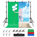 PULUZ 2x2m Photo Studio Background Support Stand Backdrop Crossbar Bracket Kit with Red / Blue / Green Backdrops