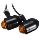 4pcs Black Amber Lens Mini Bullet Bulb Turn Signal Black Front Rear Light For Harley