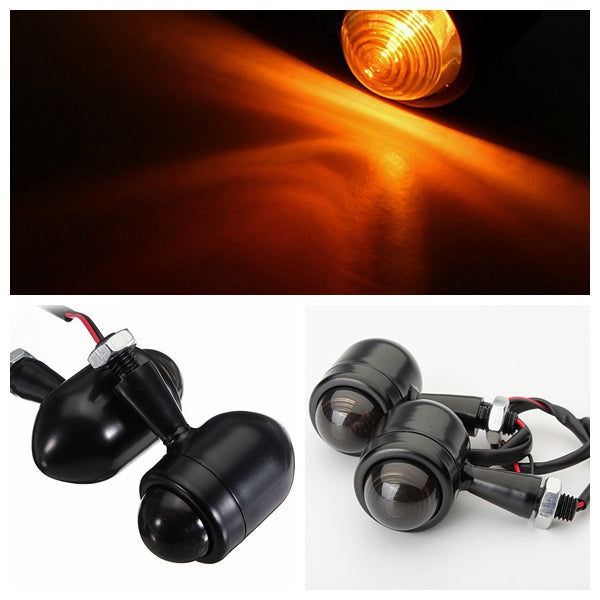 4pcs Smoked Lens Mini Bullet Bulb Turn Signal Black Front Rear Light For Harley